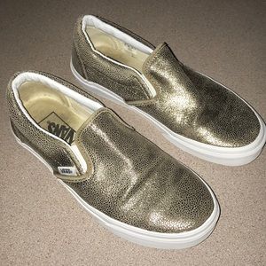 Vans Classic Metallic Gold Slip On Sneakers 8